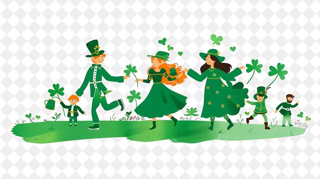 Family Attending a St Patricks Day Parade Design Is Festive Flat Illustration Festival of The World