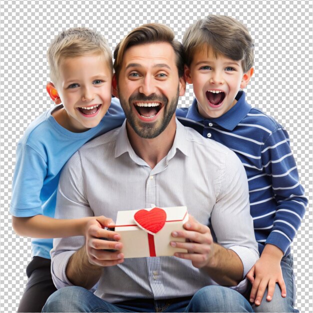 PSD family celebrate fathers day on transparent background