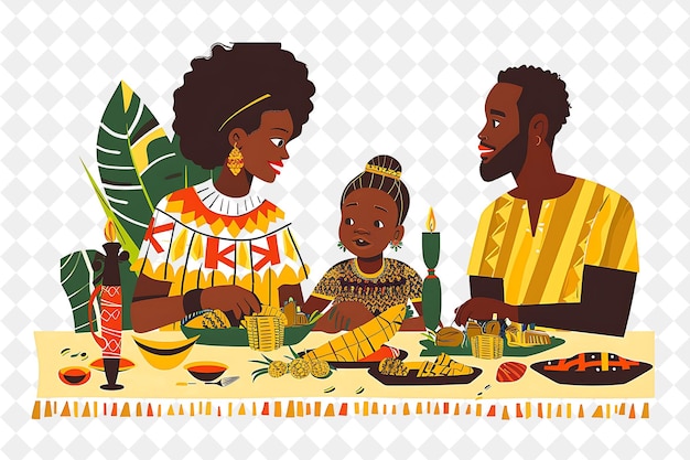 PSD family enjoying a kwanzaa feast design is cultural and meani flat illustration festival of the world