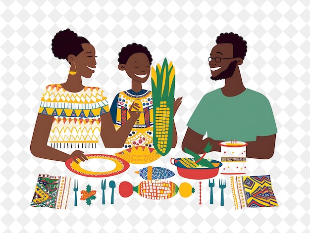 PSD family enjoying a kwanzaa feast design is cultural and meani flat illustration festival of the world