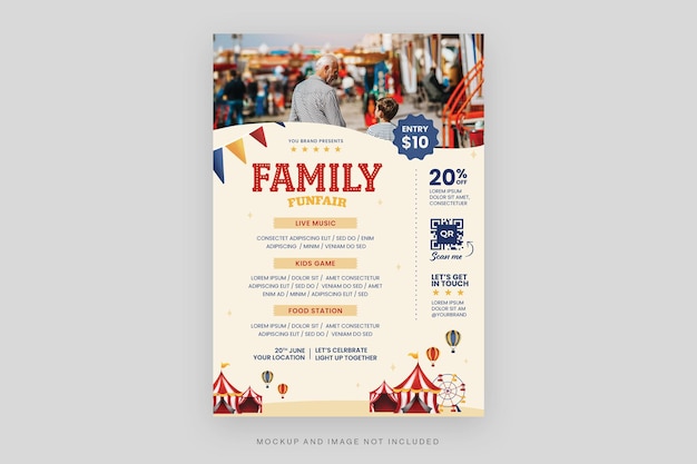 Family Funfair Flyer Template in PSD with Circus Theme V2