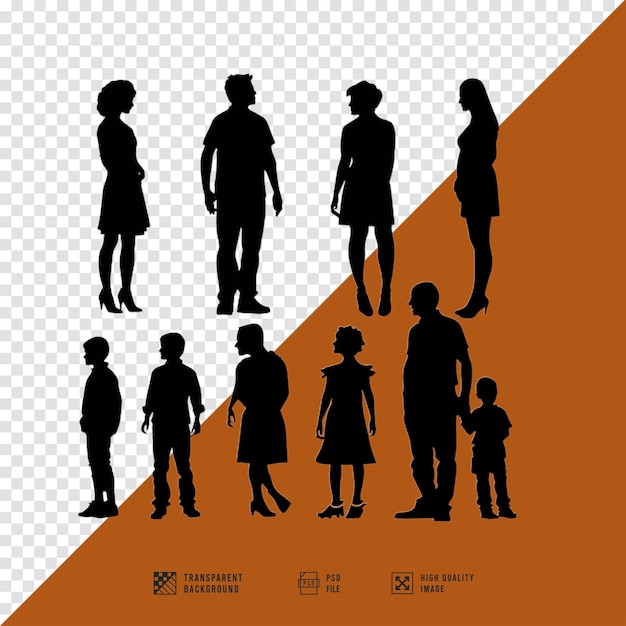 family members silhouettes vector art style clipart style