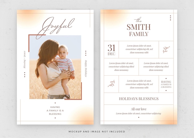 Family Photo Card Rectangle Template in PSD