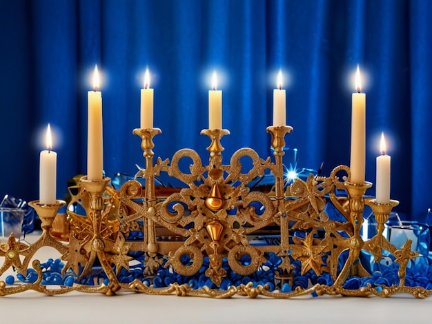 family tradition with menorah candles