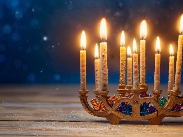 family tradition with menorah candles