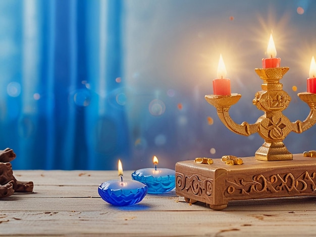 family tradition with menorah candles