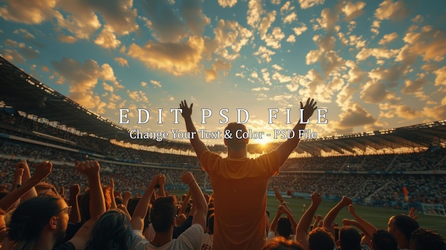 A Fans Joyful Celebration at a Stadium