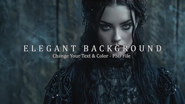 PSD fantastic beautiful witch women in gothic clothes in the dark background