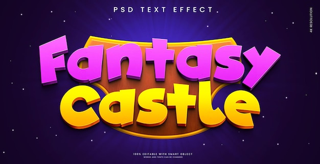 Fantasy castle text effect with purple background