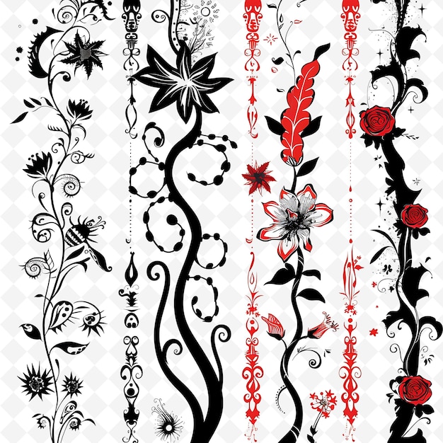 PSD fantasy passionflower borderlines design with fairy tale mot creative abstract art designs