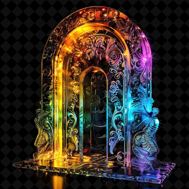 Fantasy Realm Gate With Mythical Creatures and Magical Artif PNG Y2K Shape Neon Color Collection