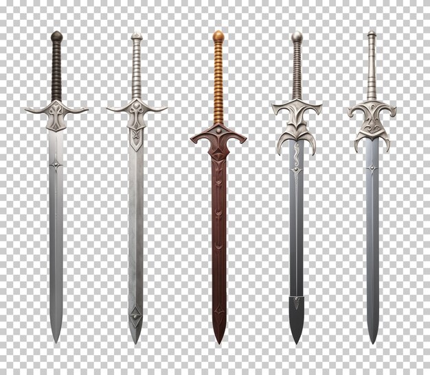 PSD fantasy sword set isolated on transparent background