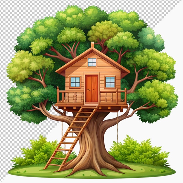 PSD fantasy tree house inside tree trunk