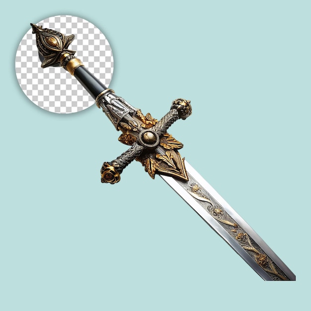 PSD fantasy warrior sword artwork on transparent background