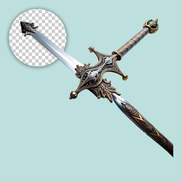 PSD fantasy warrior sword artwork on transparent background