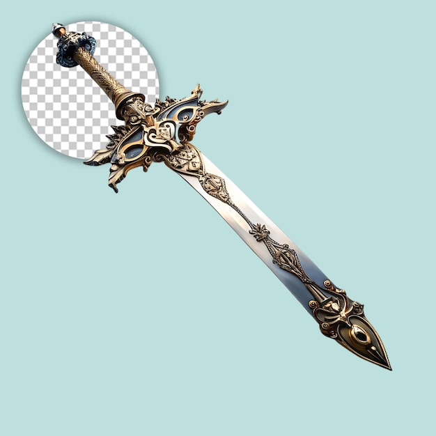 PSD fantasy warrior sword artwork on transparent background