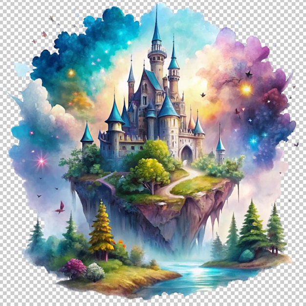 PSD fantasy watercolor magical illustration isolated on transparent background