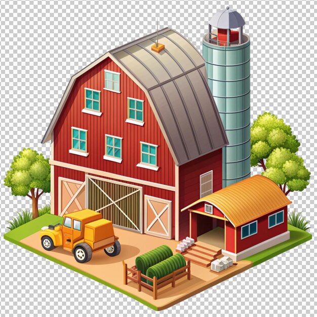 PSD farm building construction vector clipart isolated on transparent background