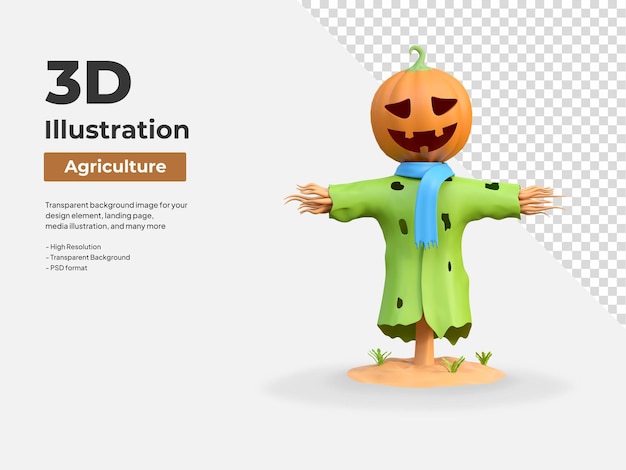 Farm scarecrow agriculture farming 3d icon illustration