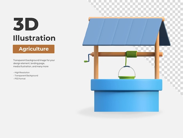 Farm well agriculture farming 3d icon illustration