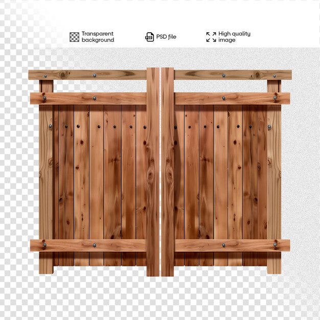 Farm wooden gate image without background editable PSD