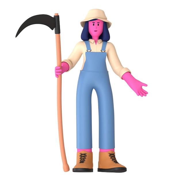 Farmer Girl bring scythe Agriculture Village