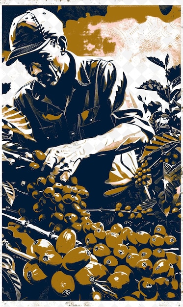 PSD a farmer harvesting coffee beans with a brazilian imperial c illustration brazilian life and culture