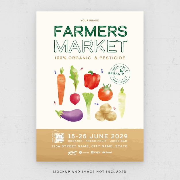 PSD farmers market fresh veggie flyer template in psd