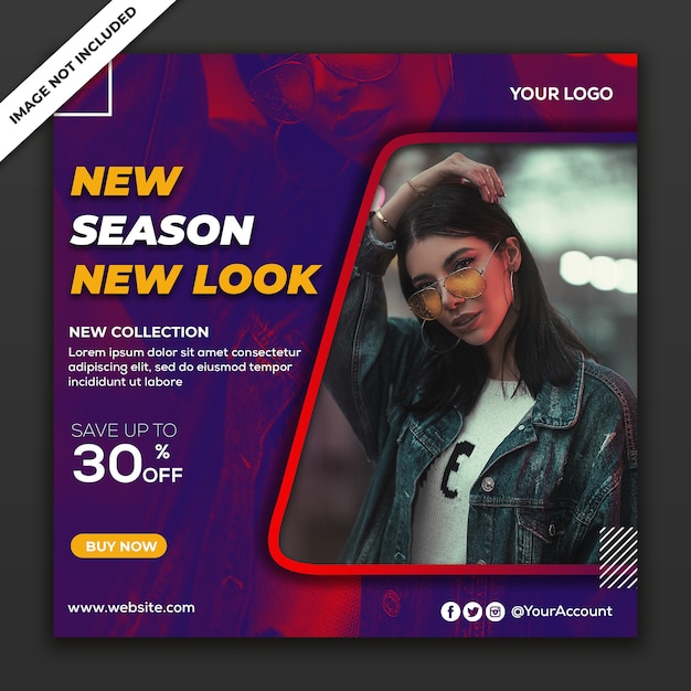 Fashion collection in social media post template