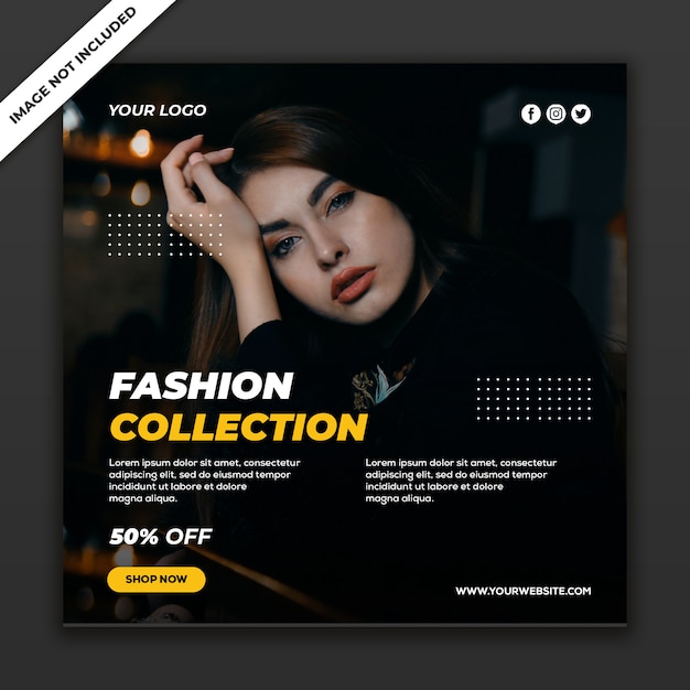 Fashion collection in social media post template