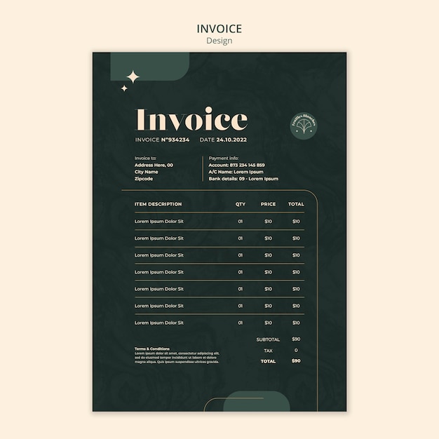 PSD fashion design invoice template