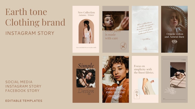 Fashion editable template psd social media set