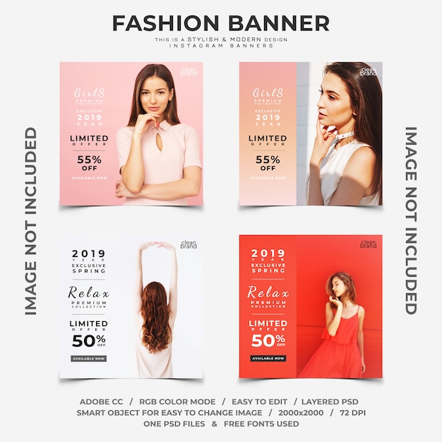 Fashion event discounts instagram banners