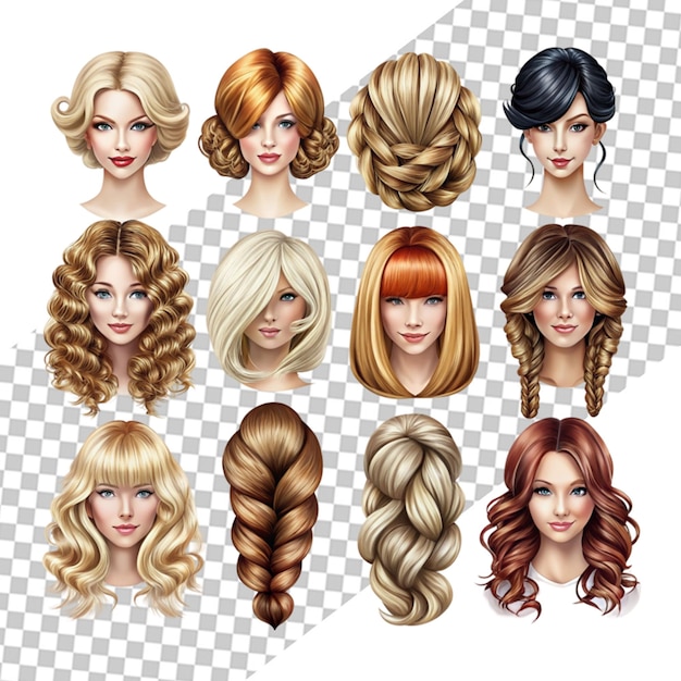 PSD fashion female avatars hairstyles eyes and mouths