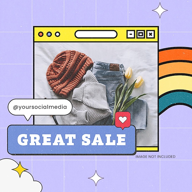 Fashion Great Sale Design for Social Media and Instagram Post Template PSD