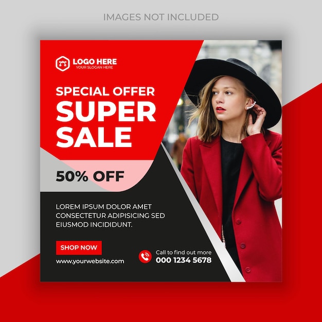 Fashion instagram post and social media design template