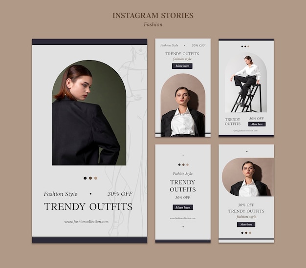 Fashion instagram stories template with photo