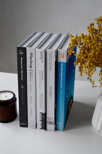 Fashion magazine book pile mockup