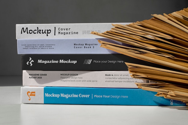 Fashion magazine book pile mockup