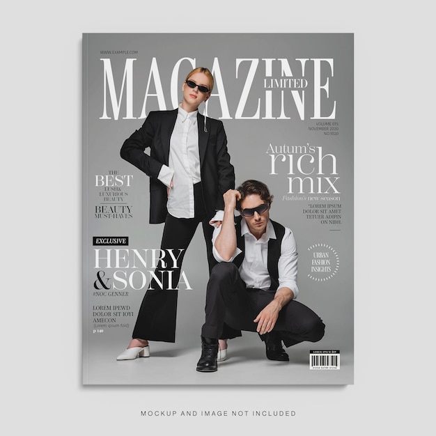 PSD fashion magazine cover template in photoshop psd