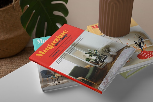 Fashion magazines arrangement mockup