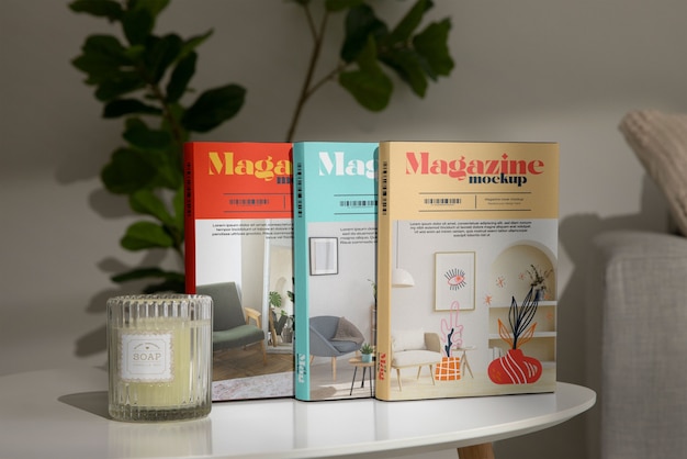 Fashion magazines arrangement mockup