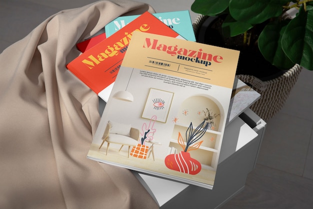 Fashion magazines arrangement mockup