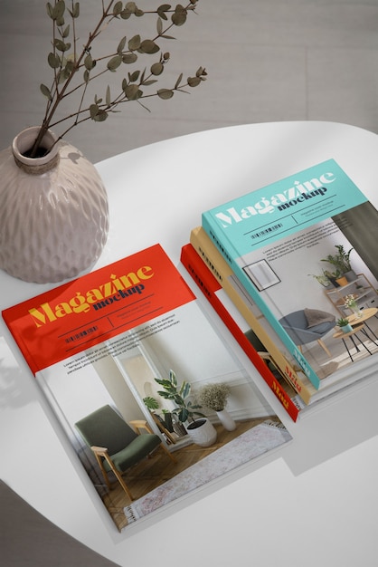 Fashion magazines arrangement mockup