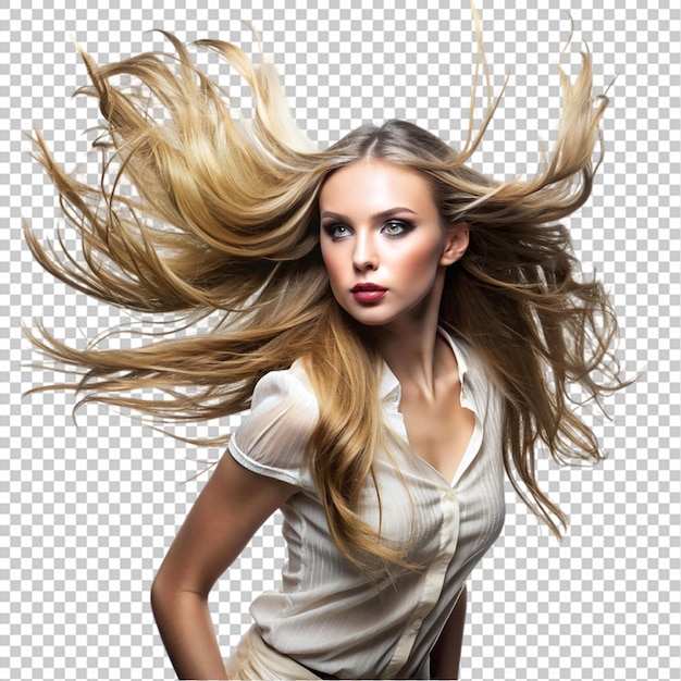 PSD fashion model hair waving on wind png