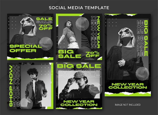 Fashion New Year Sale instagram post bundle template