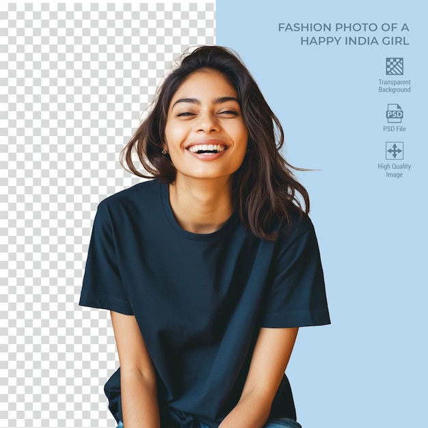 Fashion photo of a Happy Indian Girl isolated on transparent background