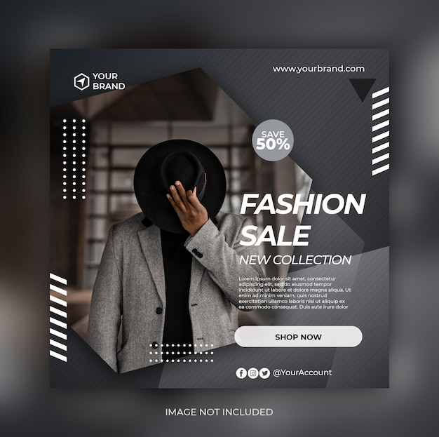 Fashion sale banner or square flyer for social media post template