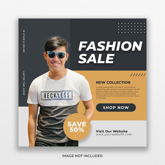 Fashion sale banner or square flyer for social media post template