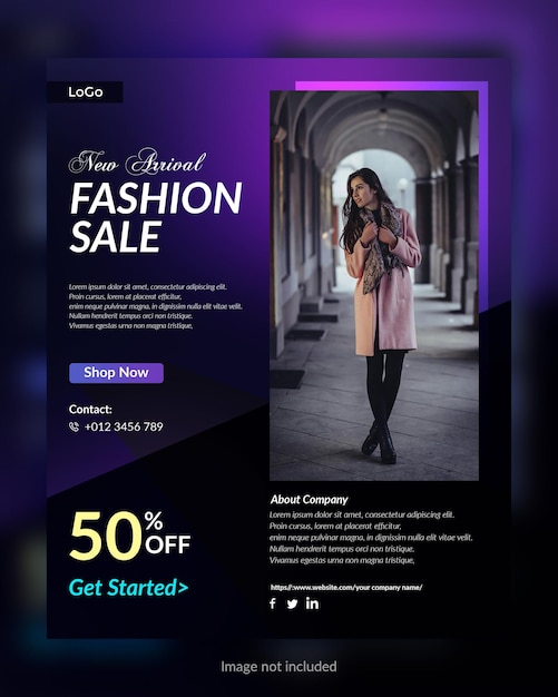 PSD fashion sale discount offer template with clothing business social media post